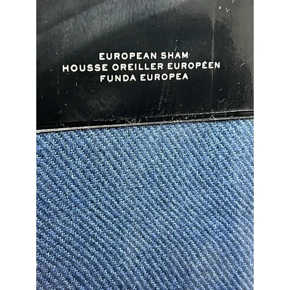 Ralph Lauren Gavin Euro Pillow Shams Indigo Blue 100% Linen Pair Of 2 26” X 26”